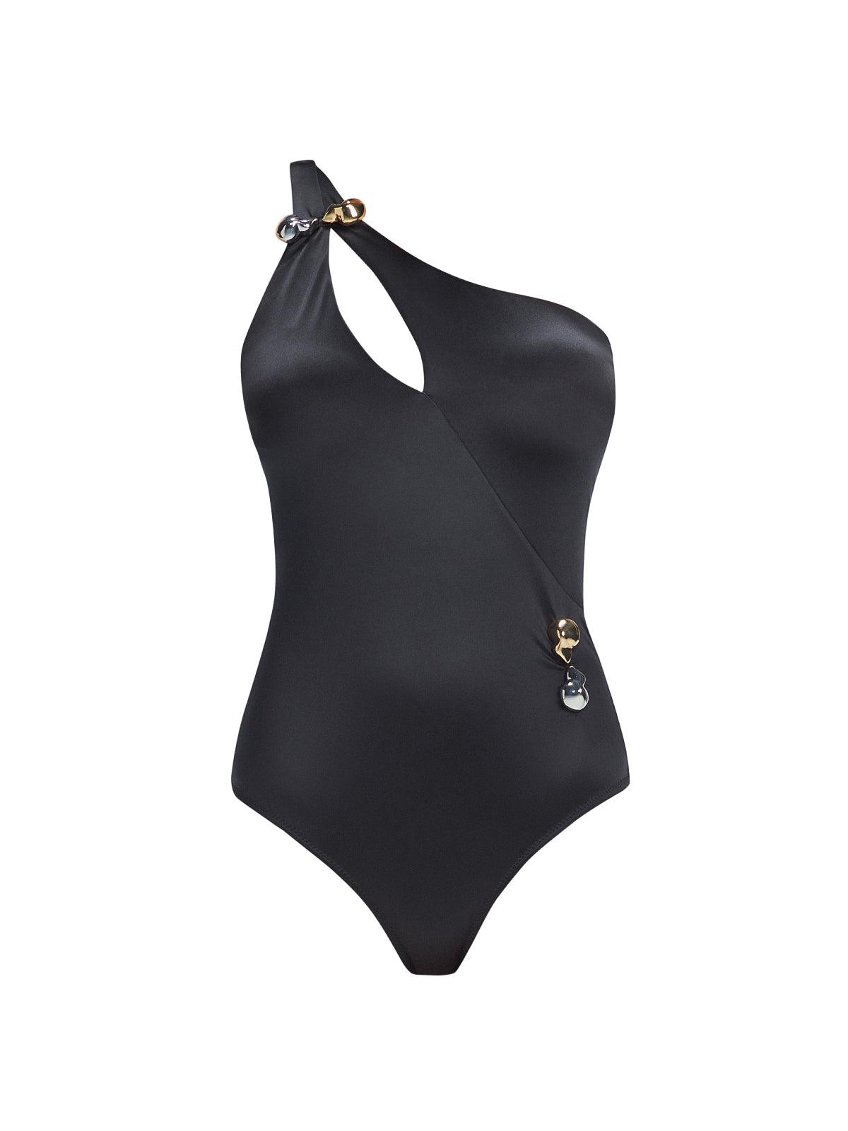 Solene Black One Shoulder Swimsuit | Moeva | One-Piece | Each week unveils new pieces—luxury swimwear, fluid resort silhouettes, and elevated summer-to-evening essentials designed to carry you from coastal escapes to city nights.