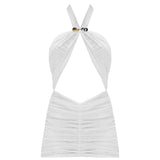 Carolina White Cut-Out Halter Swimdress | Moeva | One-Piece | Each week unveils new pieces—luxury swimwear, fluid resort silhouettes, and elevated summer-to-evening essentials designed to carry you from coastal escapes to city nights.