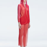 Rosie Red Optical Long Sleeve Maxi Dress | Moeva | Beachwear Dresses | Each week unveils new pieces—luxury swimwear, fluid resort silhouettes, and elevated summer-to-evening essentials designed to carry you from coastal escapes to city nights.