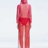 Rosie Red Optical Long Sleeve Maxi Dress | Moeva | Beachwear Dresses | Each week unveils new pieces—luxury swimwear, fluid resort silhouettes, and elevated summer-to-evening essentials designed to carry you from coastal escapes to city nights.