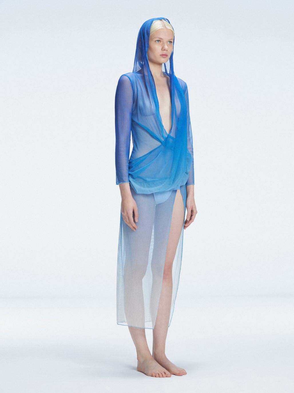 Elif Şahin - Eva Blue Bikini Set And Rosie Blue Optical Long Sleeve Maxi Dress | Moeva | Beachwear Dresses | Each week unveils new pieces—luxury swimwear, fluid resort silhouettes, and elevated summer-to-evening essentials designed to carry you from coastal escapes to city nights.