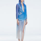 Elif Şahin - Eva Blue Bikini Set And Rosie Blue Optical Long Sleeve Maxi Dress | Moeva | Beachwear Dresses | Each week unveils new pieces—luxury swimwear, fluid resort silhouettes, and elevated summer-to-evening essentials designed to carry you from coastal escapes to city nights.