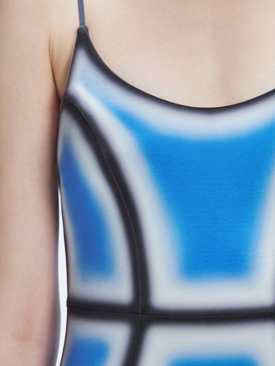 Seraphina Blue Optical Scoop Neck Swimsuit | Moeva | One-Piece | Each week unveils new pieces—luxury swimwear, fluid resort silhouettes, and elevated summer-to-evening essentials designed to carry you from coastal escapes to city nights.