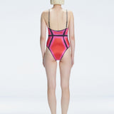 Seraphina Pink Optical Scoop Neck Swimsuit | Moeva | One-Piece | Each week unveils new pieces—luxury swimwear, fluid resort silhouettes, and elevated summer-to-evening essentials designed to carry you from coastal escapes to city nights.