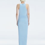 Elvira Jain - Louisa Halter Neck Blue Maxi Dress with Slit Detail | Moeva | Dress | Each week unveils new pieces—luxury swimwear, fluid resort silhouettes, and elevated summer-to-evening essentials designed to carry you from coastal escapes to city nights.