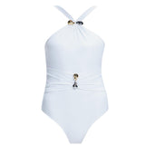 5eleven Mag Editorial - Lyra White Halter Swimsuit | Moeva | One-Piece | Each week unveils new pieces—luxury swimwear, fluid resort silhouettes, and elevated summer-to-evening essentials designed to carry you from coastal escapes to city nights.