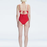 Marigold Red Corset Square Neck Swimsuit | Moeva | Swimsuit | Each week unveils new pieces—luxury swimwear, fluid resort silhouettes, and elevated summer-to-evening essentials designed to carry you from coastal escapes to city nights.