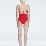 Marigold Red Corset Square Neck Swimsuit | Moeva | One-Piece | Each week unveils new pieces—luxury swimwear, fluid resort silhouettes, and elevated summer-to-evening essentials designed to carry you from coastal escapes to city nights.