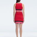 Lydia Red Optical Knit Mini Skirt | Moeva | Skirt | Each week unveils new pieces—luxury swimwear, fluid resort silhouettes, and elevated summer-to-evening essentials designed to carry you from coastal escapes to city nights.