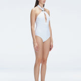 Rosamund White Halter Swimsuit | Moeva | One-Piece | Each week unveils new pieces—luxury swimwear, fluid resort silhouettes, and elevated summer-to-evening essentials designed to carry you from coastal escapes to city nights.