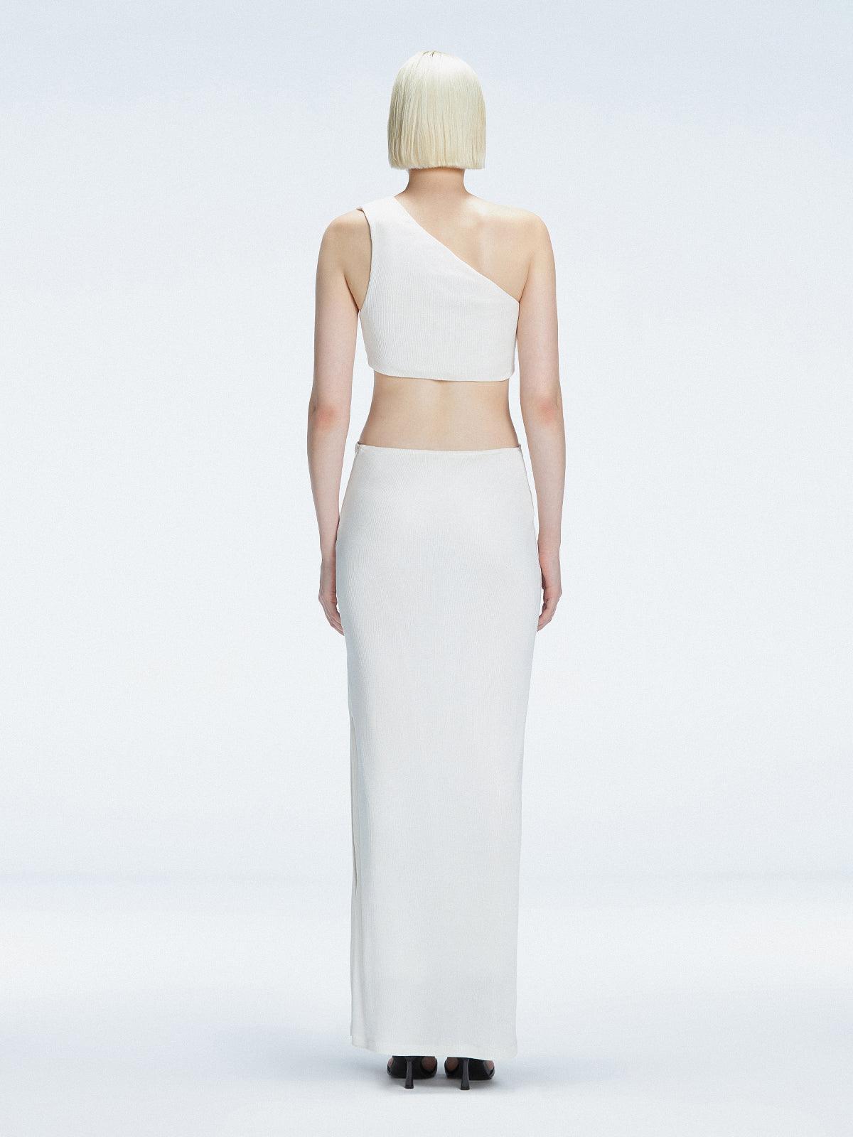 Violet White One-Shoulder Textured Maxi Dress with Cut-Out Detail | Moeva | Dress | Each week unveils new pieces—luxury swimwear, fluid resort silhouettes, and elevated summer-to-evening essentials designed to carry you from coastal escapes to city nights.