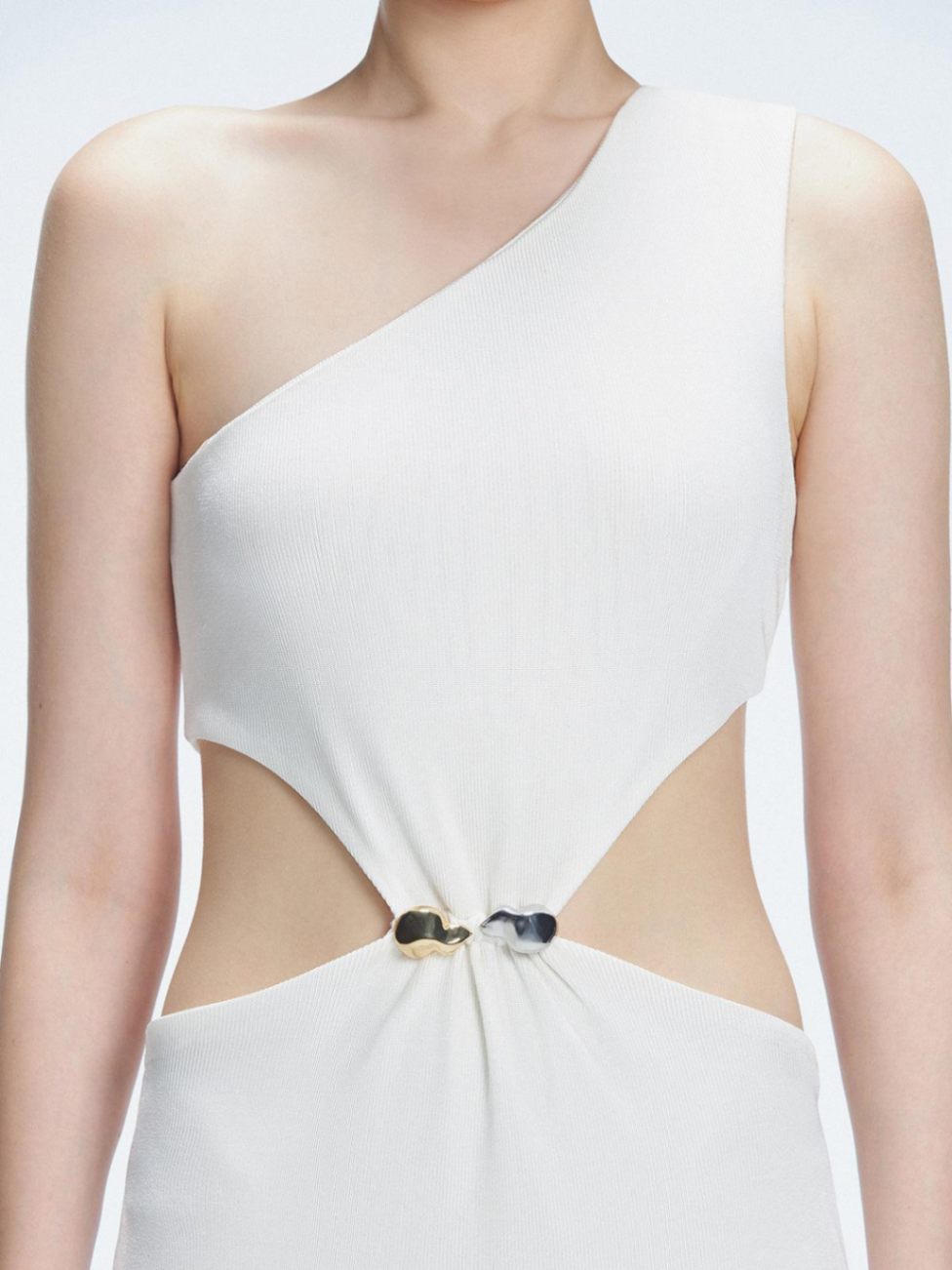 Violet White One-Shoulder Textured Maxi Dress with Cut-Out Detail | Moeva | Dress | Each week unveils new pieces—luxury swimwear, fluid resort silhouettes, and elevated summer-to-evening essentials designed to carry you from coastal escapes to city nights.