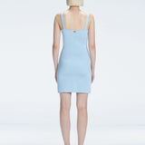 Nazlı Sabancı - Heather Blue Square Neck Knit Mini Dress with Slit Detail | Moeva | Dress | Each week unveils new pieces—luxury swimwear, fluid resort silhouettes, and elevated summer-to-evening essentials designed to carry you from coastal escapes to city nights.
