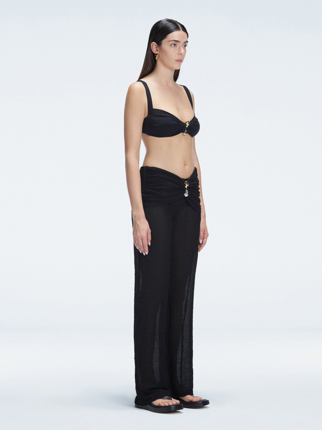 Angelique Black High Waist Beach Pant | Moeva | Women Beachwear Pants | Each week unveils new pieces—luxury swimwear, fluid resort silhouettes, and elevated summer-to-evening essentials designed to carry you from coastal escapes to city nights.