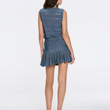 Menton Blue Metallic Sheer Knit V neck Mini Dress | Moeva | Dress | Each week unveils new pieces—luxury swimwear, fluid resort silhouettes, and elevated summer-to-evening essentials designed to carry you from coastal escapes to city nights.