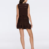 Menton Brown Metallic Sheer Knit V neck Mini Dress | Moeva | Dress | Each week unveils new pieces—luxury swimwear, fluid resort silhouettes, and elevated summer-to-evening essentials designed to carry you from coastal escapes to city nights.