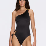 Esterelle One Shoulder Gold Detailed Satin Black Swimsuit | Moeva | Swimsuit | Each week unveils new pieces—luxury swimwear, fluid resort silhouettes, and elevated summer-to-evening essentials designed to carry you from coastal escapes to city nights.