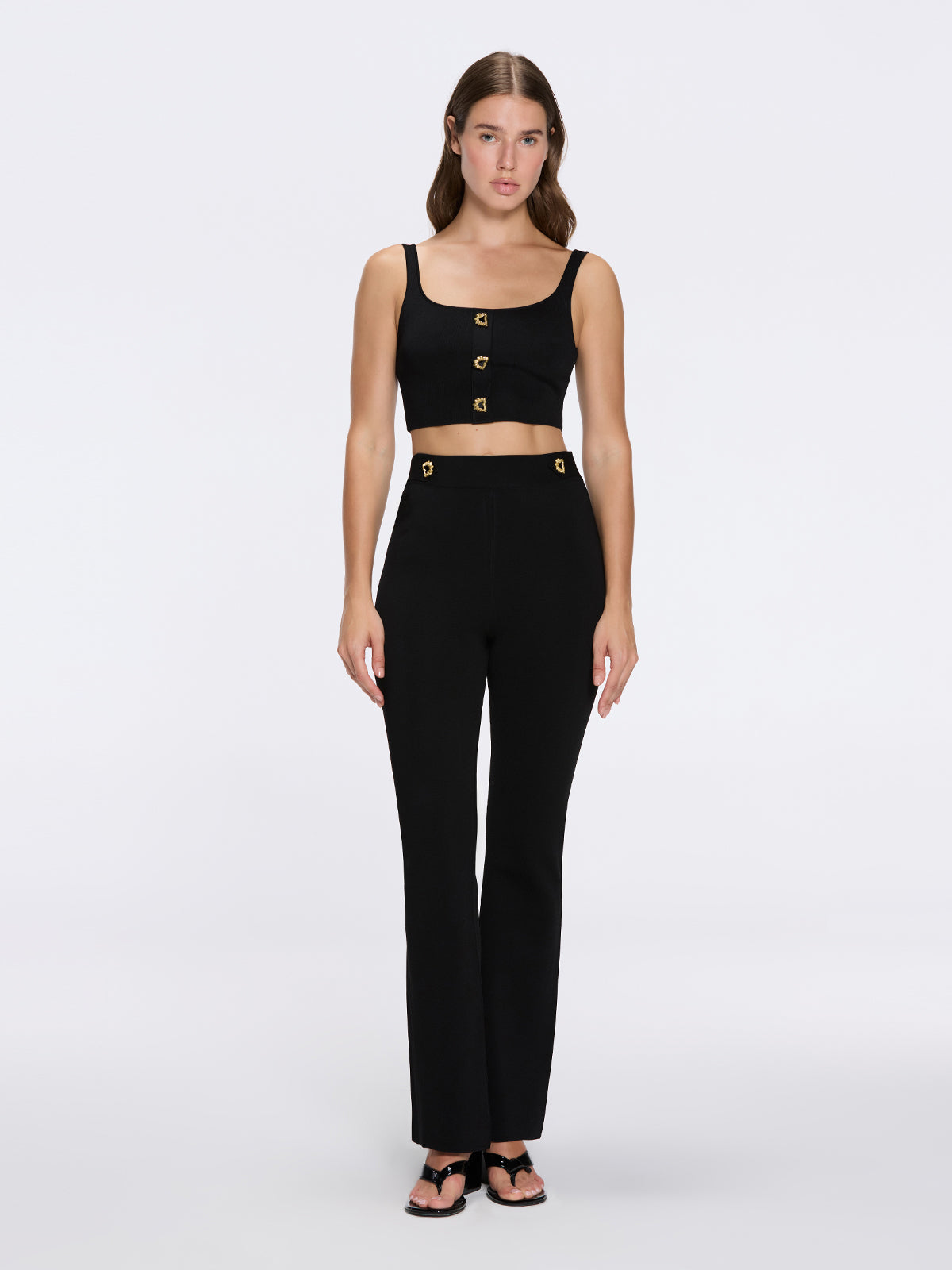 Colette Black Knitted Black High Waisted Wide-Leg Pants | Moeva | Pants | Each week unveils new pieces—luxury swimwear, fluid resort silhouettes, and elevated summer-to-evening essentials designed to carry you from coastal escapes to city nights.