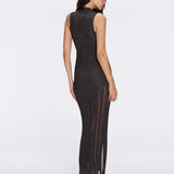 Biot Black Metallic Knit V-Neck Gold Button-Down Dress | Moeva | Dress | Each week unveils new pieces—luxury swimwear, fluid resort silhouettes, and elevated summer-to-evening essentials designed to carry you from coastal escapes to city nights.