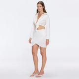 Antonia White Satin High-Waist Wrap Mini Skirt | Moeva | Skirt | Each week unveils new pieces—luxury swimwear, fluid resort silhouettes, and elevated summer-to-evening essentials designed to carry you from coastal escapes to city nights.
