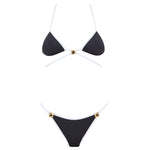 Cobie Black-White Triangle Mid Coverage Textured Bikini Set | Moeva | Bikini Set | Each week unveils new pieces—luxury swimwear, fluid resort silhouettes, and elevated summer-to-evening essentials designed to carry you from coastal escapes to city nights.