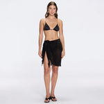 Dalina Mini Mesh Wrap Black Sarong | Moeva | Sarong | Each week unveils new pieces—luxury swimwear, fluid resort silhouettes, and elevated summer-to-evening essentials designed to carry you from coastal escapes to city nights.