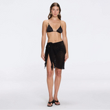 Dalina Mini Mesh Wrap Black Sarong | Moeva | Sarong | Each week unveils new pieces—luxury swimwear, fluid resort silhouettes, and elevated summer-to-evening essentials designed to carry you from coastal escapes to city nights.