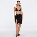 Dalina Mini Mesh Wrap Black Sarong | Moeva | Sarong | Each week unveils new pieces—luxury swimwear, fluid resort silhouettes, and elevated summer-to-evening essentials designed to carry you from coastal escapes to city nights.