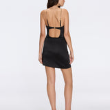 Solea Black Satin Mini Dress with Gold Chain Strap Detail | Moeva | Dress | Each week unveils new pieces—luxury swimwear, fluid resort silhouettes, and elevated summer-to-evening essentials designed to carry you from coastal escapes to city nights.