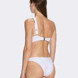 Grasse Gold Chain One-Shoulder Mid Coverage Textured White Bikini Set | Moeva | Bikini | Each week unveils new pieces—luxury swimwear, fluid resort silhouettes, and elevated summer-to-evening essentials designed to carry you from coastal escapes to city nights.