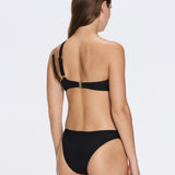 Grasse Gold Chain One-Shoulder Mid Coverage Textured Black Bikini Set | Moeva | Bikini | Each week unveils new pieces—luxury swimwear, fluid resort silhouettes, and elevated summer-to-evening essentials designed to carry you from coastal escapes to city nights.