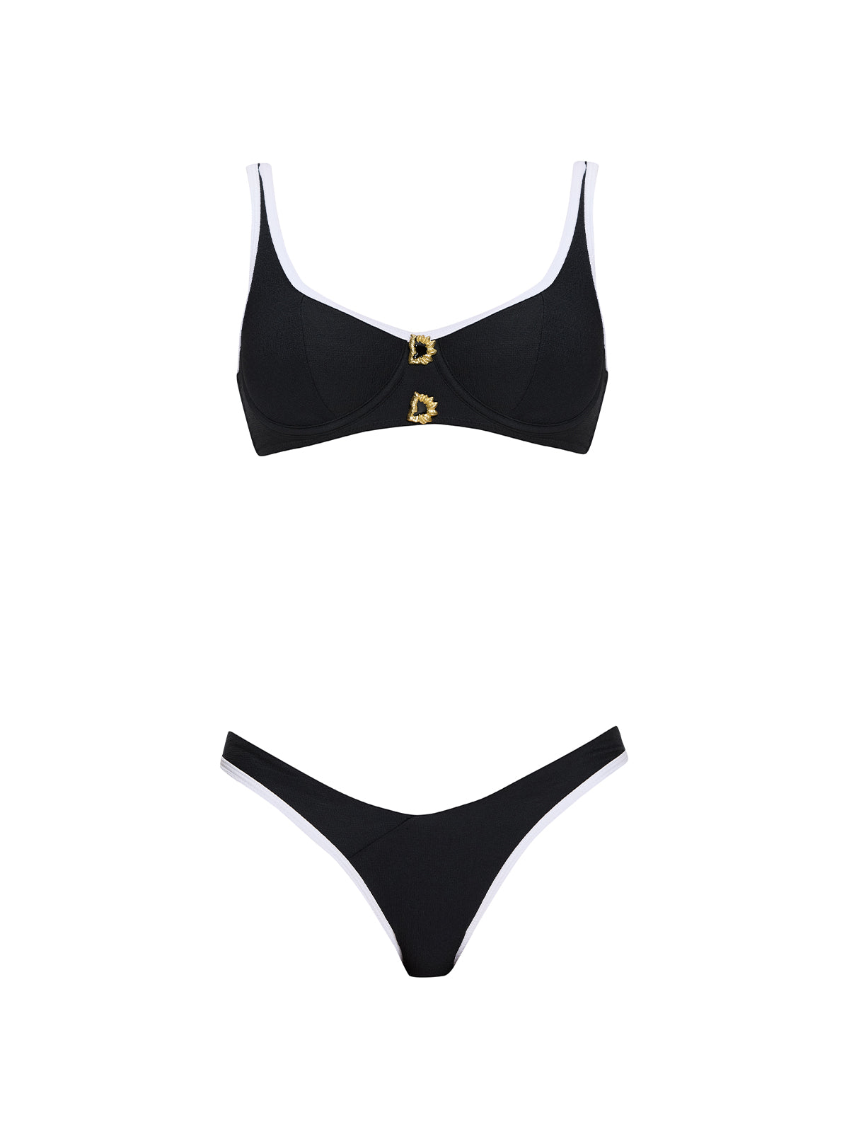 Irene Black-White Underwired Gold Buttoned Bikini Top | Moeva | Bikini | Each week unveils new pieces—luxury swimwear, fluid resort silhouettes, and elevated summer-to-evening essentials designed to carry you from coastal escapes to city nights.