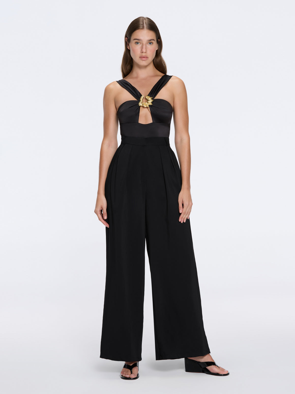 Manami Black High Waist Wide Leg Pants | Moeva | Pants | Each week unveils new pieces—luxury swimwear, fluid resort silhouettes, and elevated summer-to-evening essentials designed to carry you from coastal escapes to city nights.