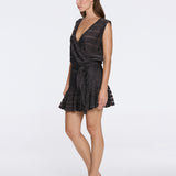 Menton Black Metallic Sheer Knit V neck Mini Dress | Moeva | Dress | Each week unveils new pieces—luxury swimwear, fluid resort silhouettes, and elevated summer-to-evening essentials designed to carry you from coastal escapes to city nights.