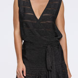 Menton Black Metallic Sheer Knit V neck Mini Dress | Moeva | Dress | Each week unveils new pieces—luxury swimwear, fluid resort silhouettes, and elevated summer-to-evening essentials designed to carry you from coastal escapes to city nights.
