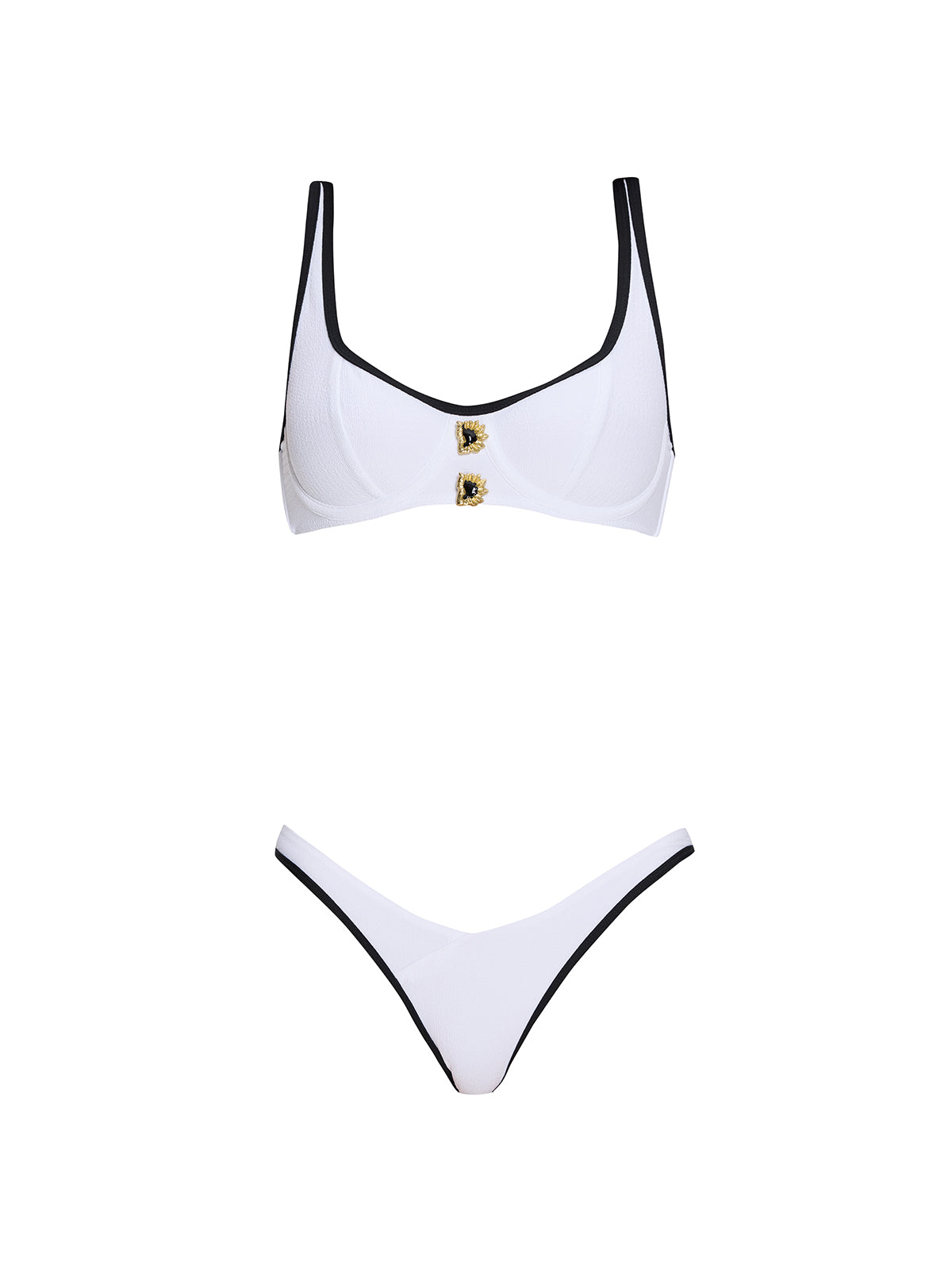 Irene White-Black Underwired Mid Coverage Bikini Set | Moeva | Bikini Sets | Each week unveils new pieces—luxury swimwear, fluid resort silhouettes, and elevated summer-to-evening essentials designed to carry you from coastal escapes to city nights.