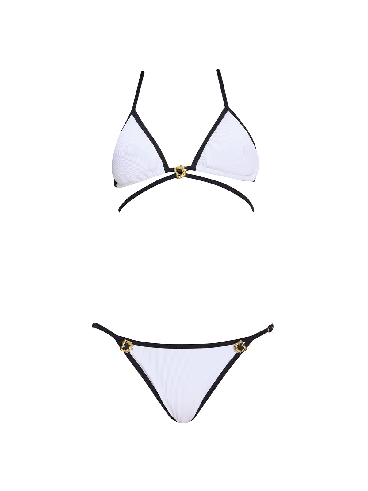 Cobie White-Black Triangle Mid Coverage Textured Bikini Set | Moeva | Bikini Sets | Each week unveils new pieces—luxury swimwear, fluid resort silhouettes, and elevated summer-to-evening essentials designed to carry you from coastal escapes to city nights.