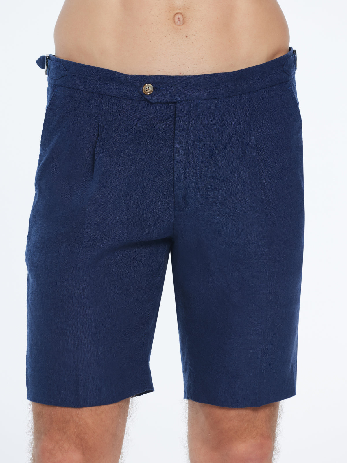 Marco Linen Dark Blue Shorts | Moeva | Shorts | Each week unveils new pieces—luxury swimwear, fluid resort silhouettes, and elevated summer-to-evening essentials designed to carry you from coastal escapes to city nights.