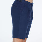 Marco Linen Dark Blue Shorts | Moeva | Shorts | Each week unveils new pieces—luxury swimwear, fluid resort silhouettes, and elevated summer-to-evening essentials designed to carry you from coastal escapes to city nights.
