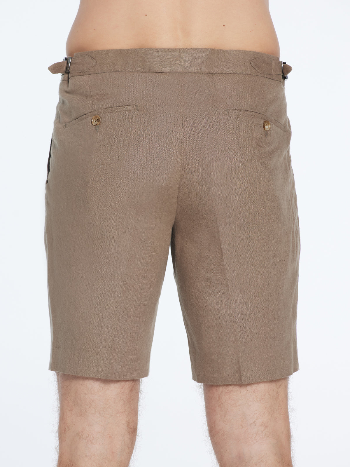Marco Linen Taupe Shorts | Moeva | Shorts | Each week unveils new pieces—luxury swimwear, fluid resort silhouettes, and elevated summer-to-evening essentials designed to carry you from coastal escapes to city nights.
