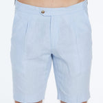 Marco Linen Light Blue Shorts | Moeva | Shorts | Each week unveils new pieces—luxury swimwear, fluid resort silhouettes, and elevated summer-to-evening essentials designed to carry you from coastal escapes to city nights.