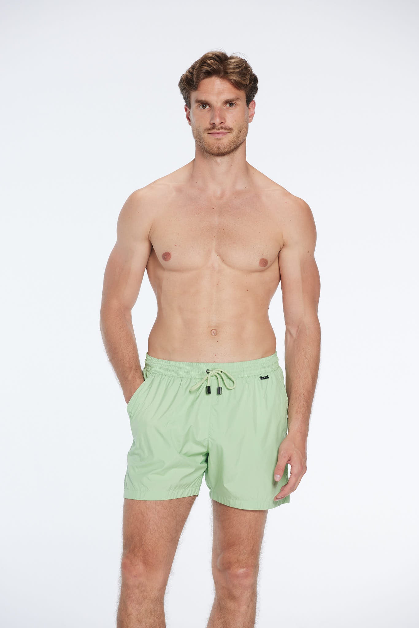 Louis Mint Green Quick-Dry Swim Shorts | Moeva | Men Ultralight Swim Shorts | Each week unveils new pieces—luxury swimwear, fluid resort silhouettes, and elevated summer-to-evening essentials designed to carry you from coastal escapes to city nights.