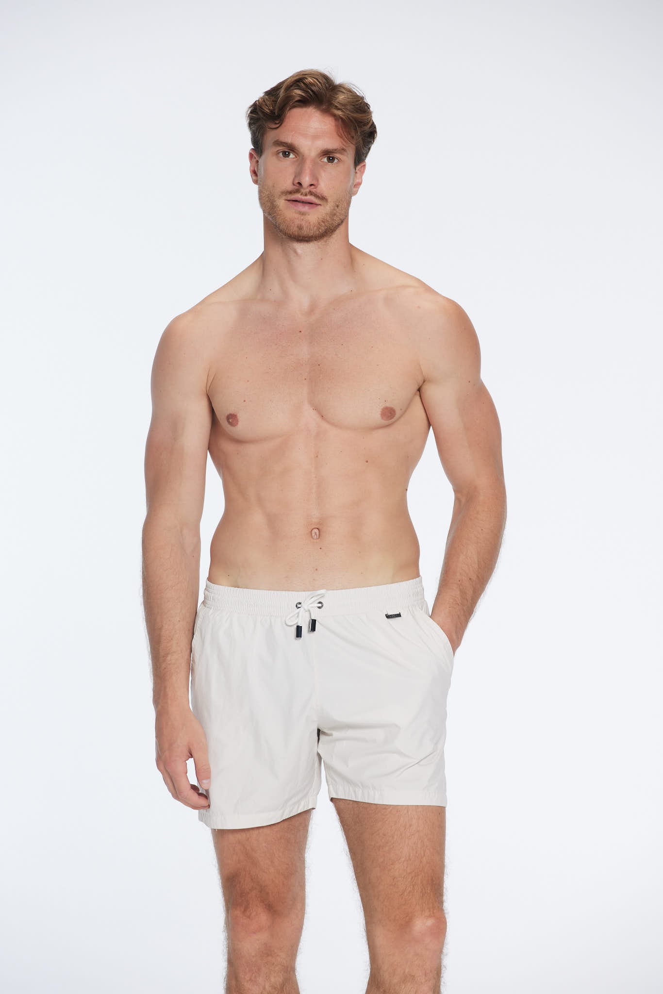 Louis White Quick-Dry Swim Shorts | Moeva | Men Ultralight Swim Shorts | Each week unveils new pieces—luxury swimwear, fluid resort silhouettes, and elevated summer-to-evening essentials designed to carry you from coastal escapes to city nights.