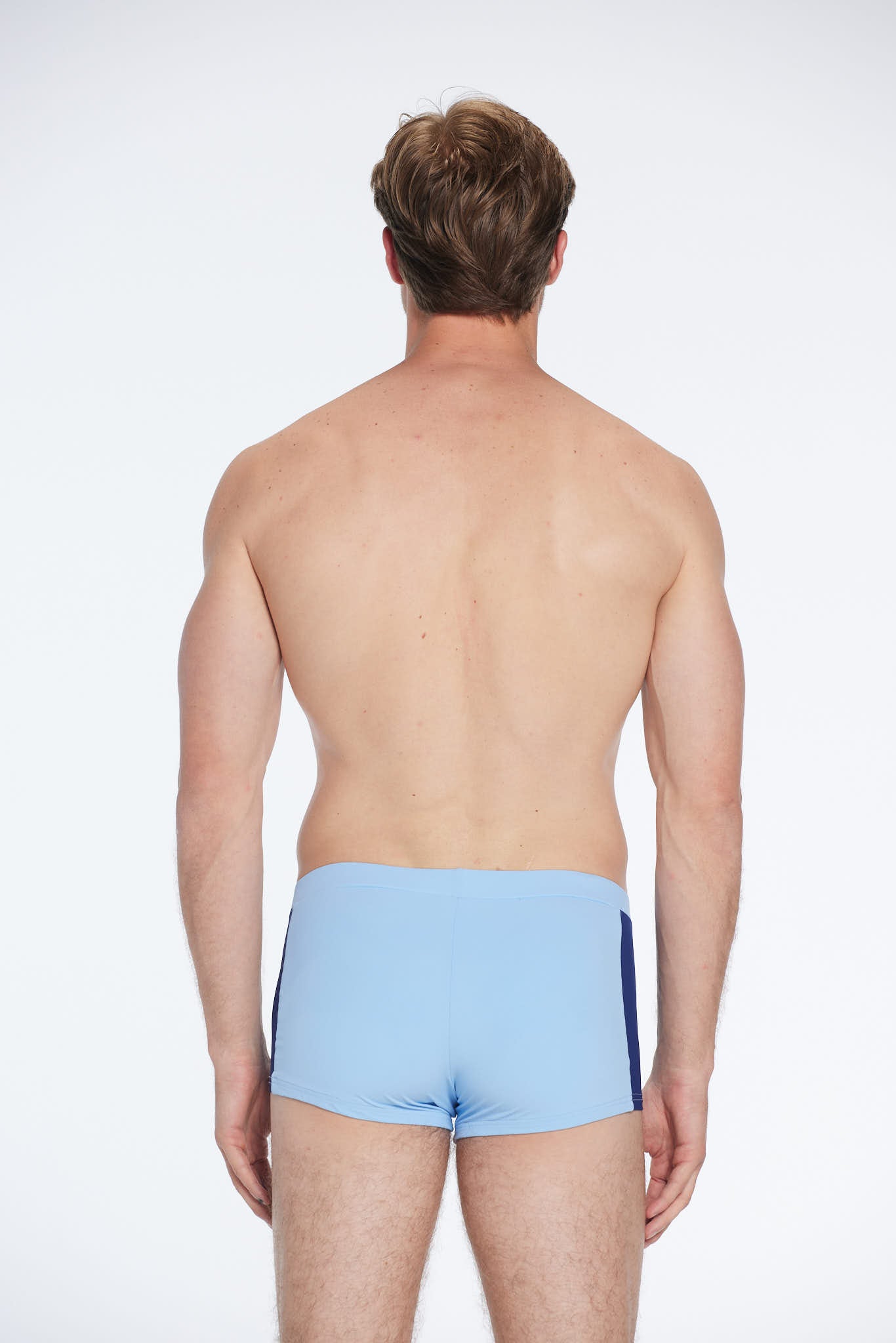 Antonio Baby Blue / Blue Swim Trunks with Drawcord | Moeva | Trunks | Each week unveils new pieces—luxury swimwear, fluid resort silhouettes, and elevated summer-to-evening essentials designed to carry you from coastal escapes to city nights.