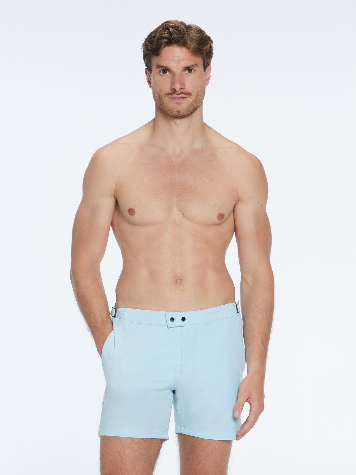 Jack Baby Blue Bulldog Swim Shorts | Moeva | Shorts | Each week unveils new pieces—luxury swimwear, fluid resort silhouettes, and elevated summer-to-evening essentials designed to carry you from coastal escapes to city nights.