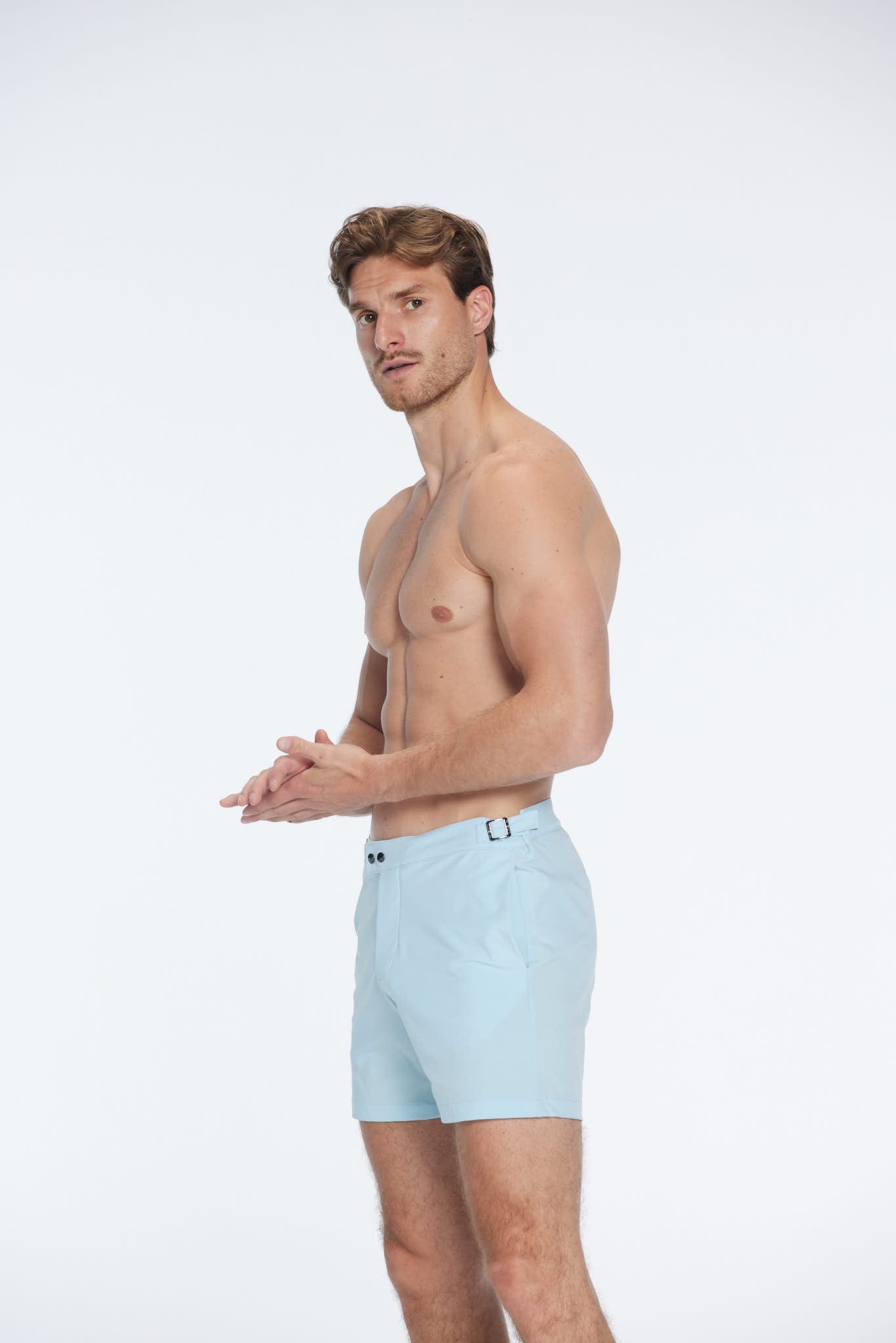 Jack Baby Blue Bulldog Swim Shorts | Moeva | Men Swim Stretch Shorts | Each week unveils new pieces—luxury swimwear, fluid resort silhouettes, and elevated summer-to-evening essentials designed to carry you from coastal escapes to city nights.