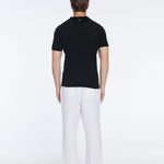 Mark Black Cotton V-Neck Polo T-Shirt | Moeva | T-Shirt | Each week unveils new pieces—luxury swimwear, fluid resort silhouettes, and elevated summer-to-evening essentials designed to carry you from coastal escapes to city nights.