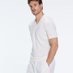 Mark White Cotton V-Neck Polo T-Shirt | Moeva | T-Shirt | Each week unveils new pieces—luxury swimwear, fluid resort silhouettes, and elevated summer-to-evening essentials designed to carry you from coastal escapes to city nights.