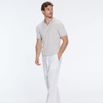 Mark Grey Cotton V-Neck Polo T-Shirt | Moeva | T-Shirt | Each week unveils new pieces—luxury swimwear, fluid resort silhouettes, and elevated summer-to-evening essentials designed to carry you from coastal escapes to city nights.