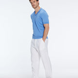Mark Baby Blue Cotton V-Neck Polo T-Shirt | Moeva | | Each week unveils new pieces—luxury swimwear, fluid resort silhouettes, and elevated summer-to-evening essentials designed to carry you from coastal escapes to city nights.